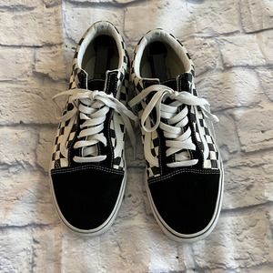 Men's Vans Black & White Check Lack Up Tennis Shoes 10